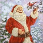 Dekorszalvéta - Happy Santa Claus with Bird
